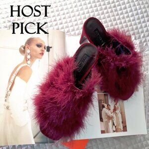 NWOT Topshop purple berry feather heeled mules EU40
